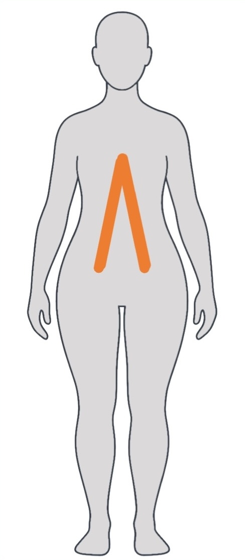 Körperform A mit schmalen Schultern und breiterem Becken