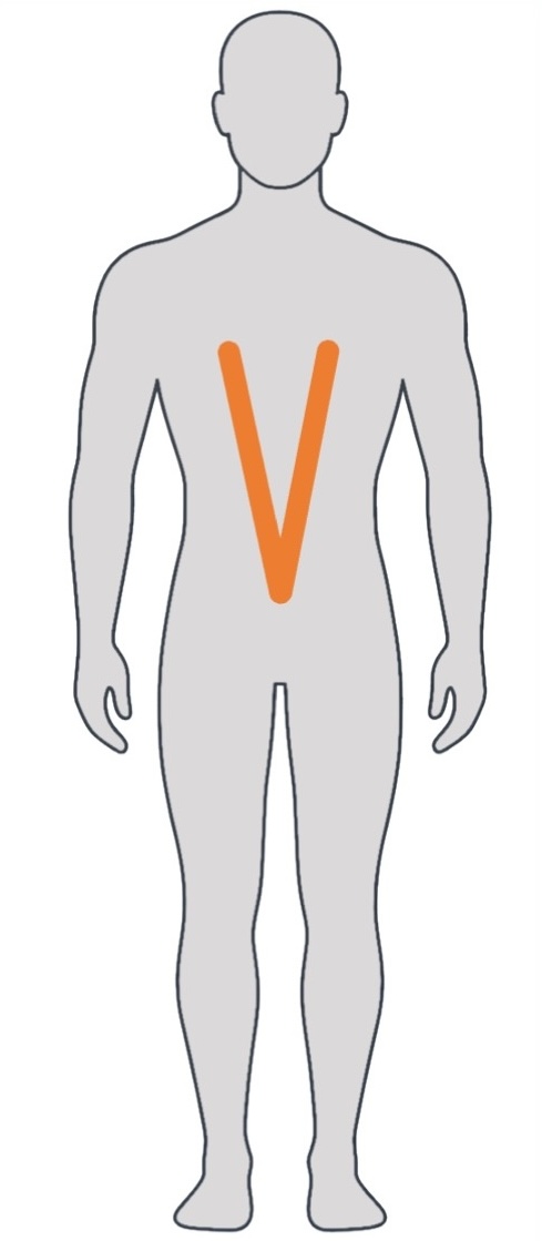 Körperform V mit breiten Schultern und schmalerem Becken